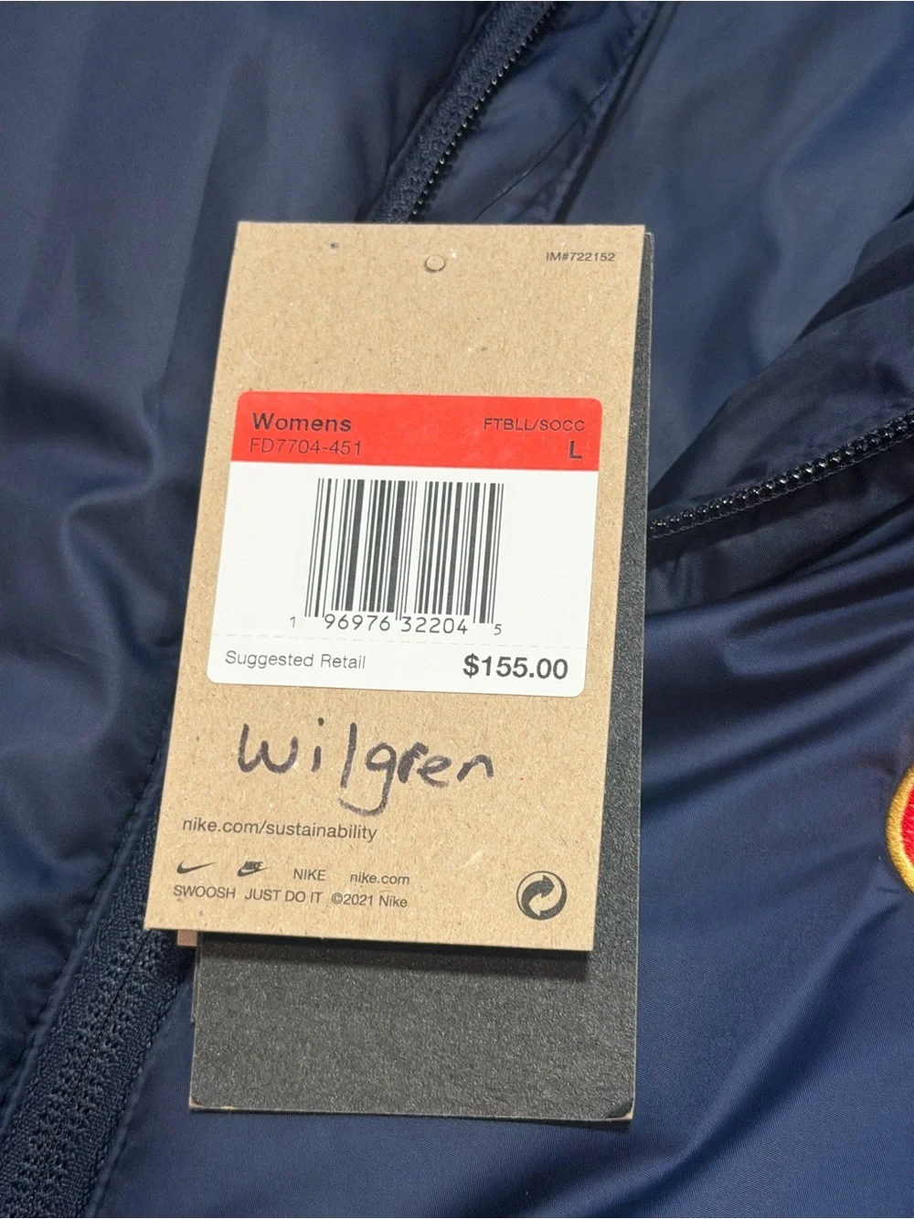 NWT Nike Women's Therma-FIT Jacket L Navy US Hockey Vintage Crest FD7704-451